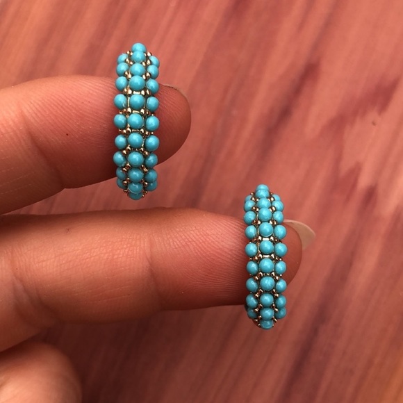 Golden hoops with blue enamel - Picture 6 of 7